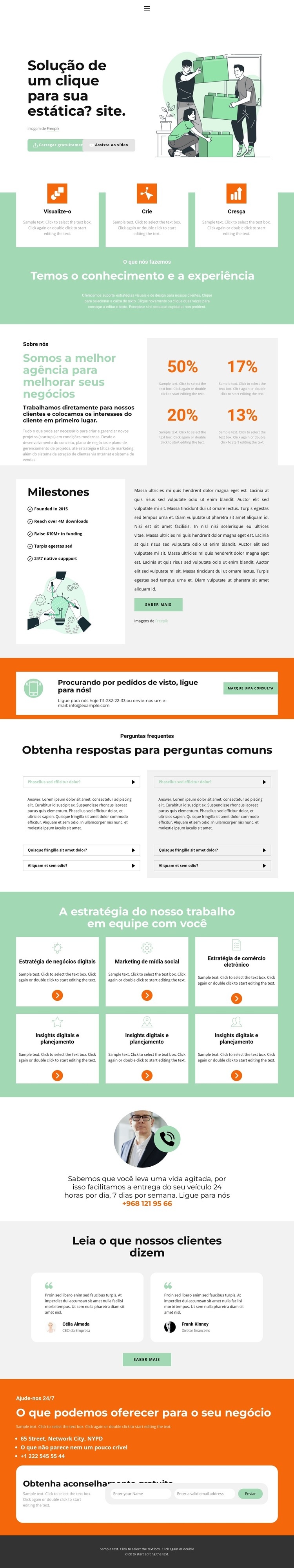 Hora de negócios Maquete do site