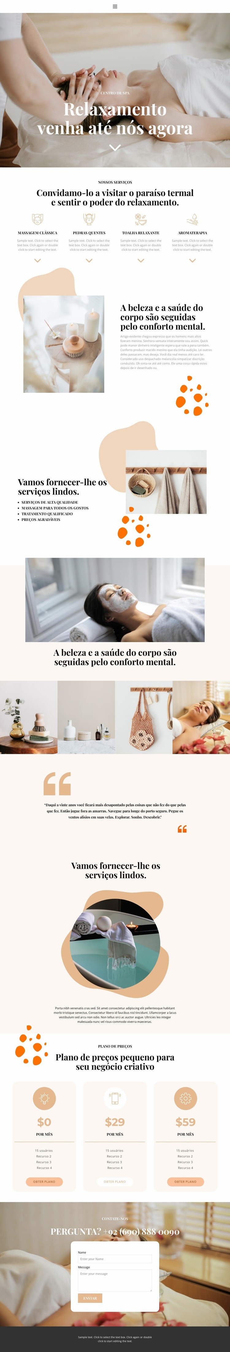 Tempo para relaxamento Landing Page