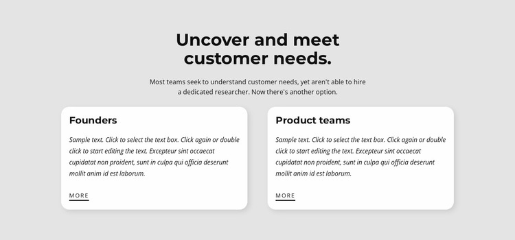 Types of customer needs Website Mockup