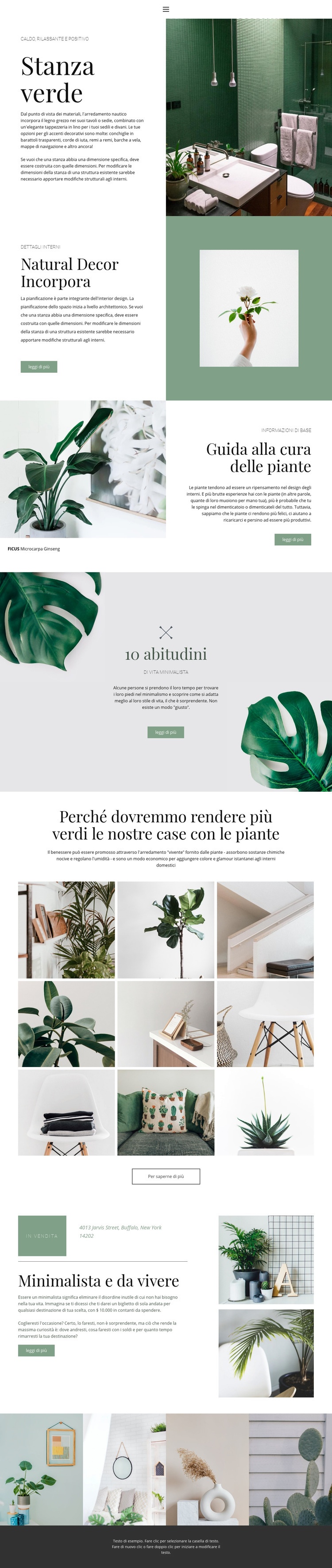 Dettagli green in casa Mockup del sito web