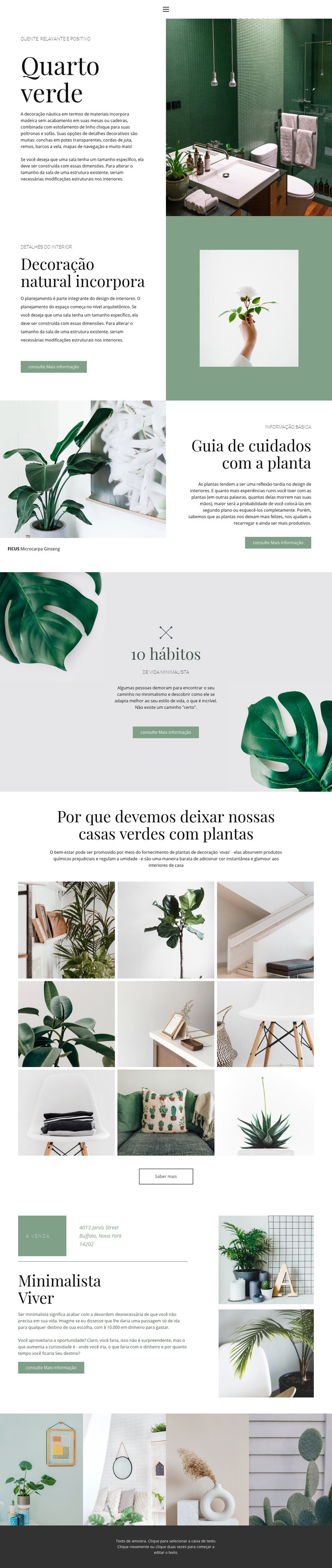 Detalhes verdes em casa Maquete do site