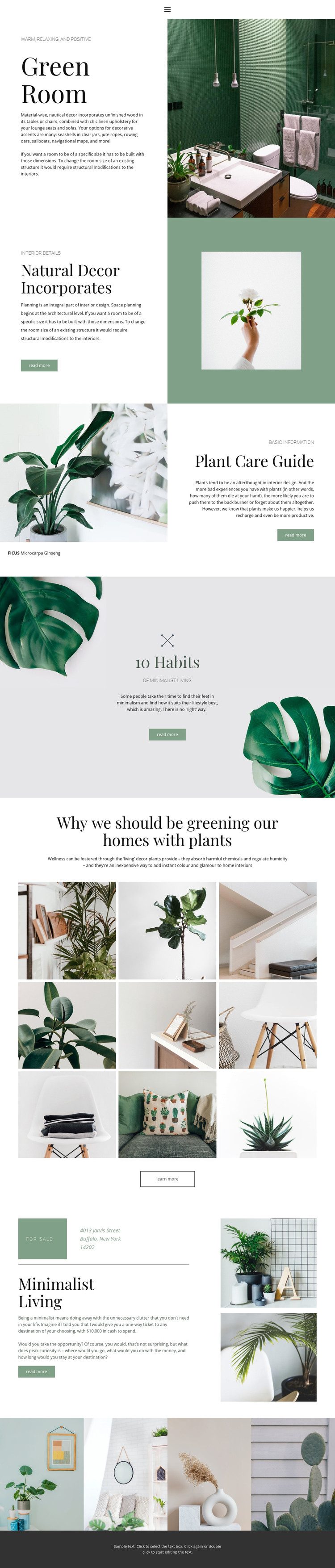 Green details in home Web Design