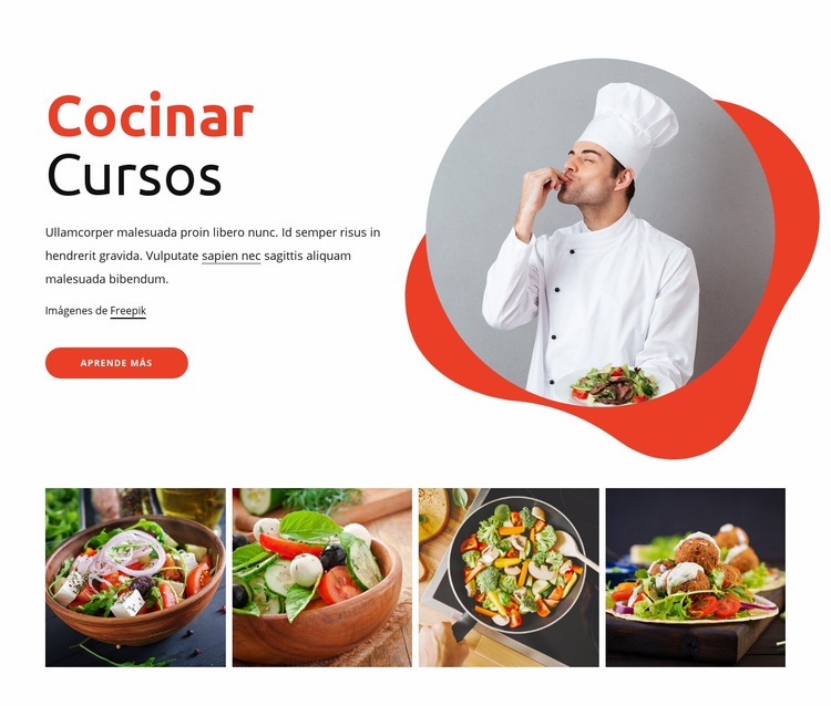 Cursos de cocina Maqueta de sitio web