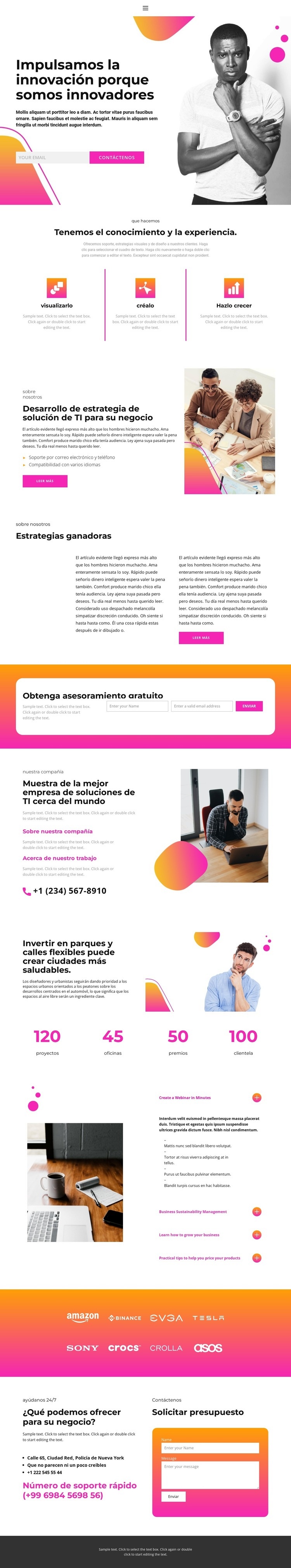 Los resultados de un largo trabajo. Maqueta de sitio web