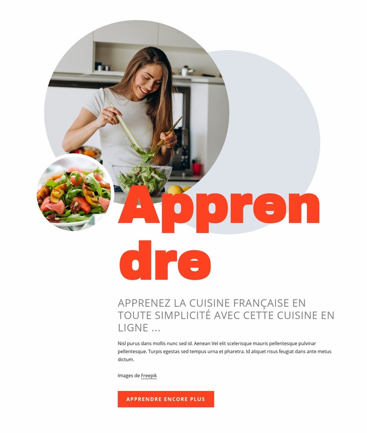 Apprenez la cuisine française Conception de site Web
