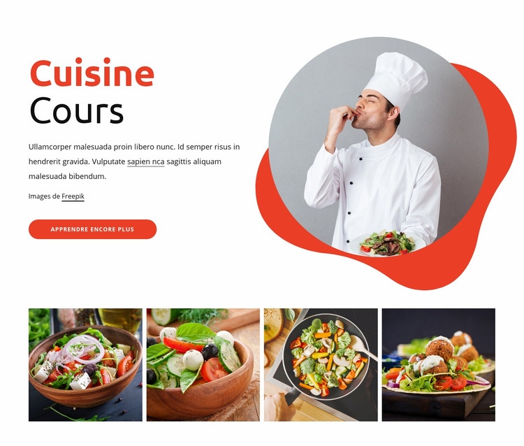 Cours de cuisine Maquette de site Web
