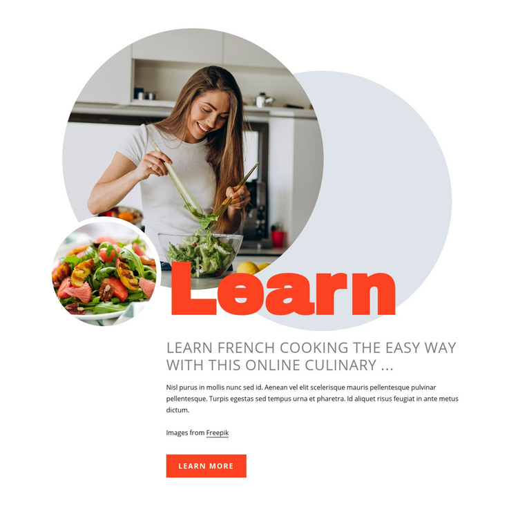Learn french cooking Homepage Design