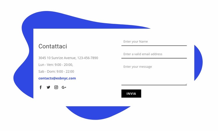 Contattaci progettazione a blocchi Modelli di Website Builder