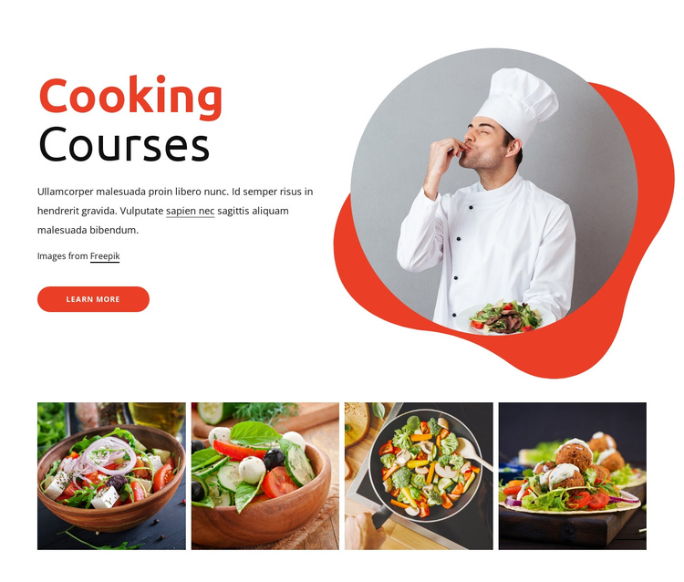 Cooking courses One Page Template