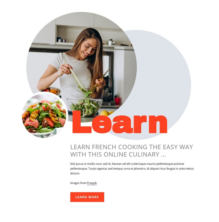Lär dig fransk matlagning Html webbplatsbyggare