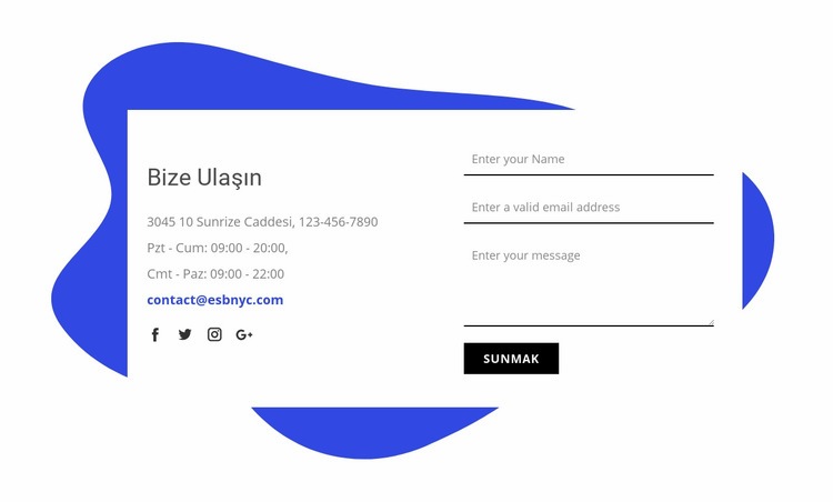 Bize ulaşın blok tasarımı Web Sitesi Oluşturucu Şablonları