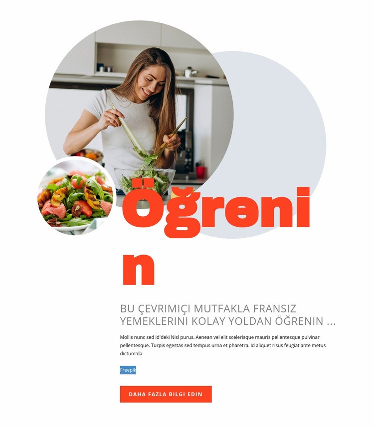 Fransız yemeklerini öğrenin Web sitesi tasarımı
