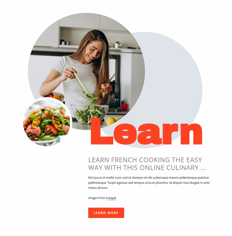 Learn french cooking Web Page Design