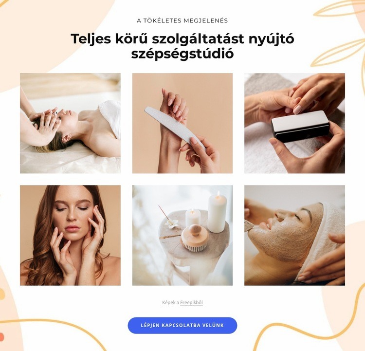 Teljes körű szolgáltatást nyújtó szépségstúdió Weboldal sablon