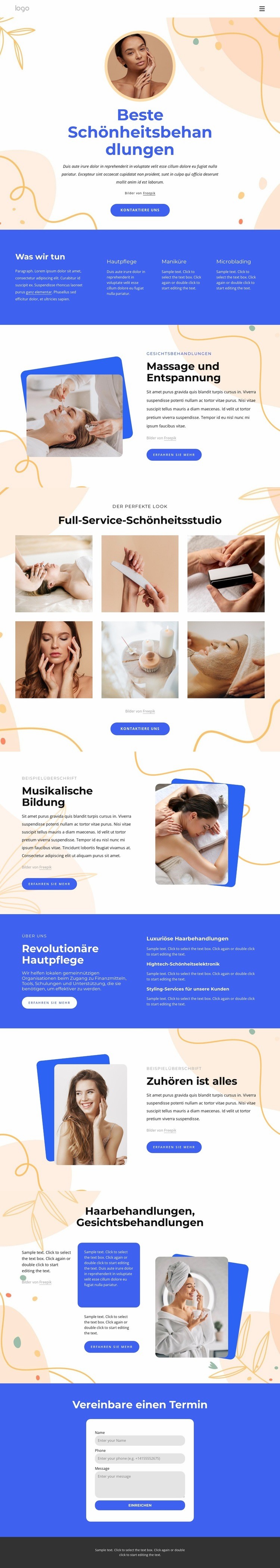 Unsere Beautybehandlungen HTML Website Builder