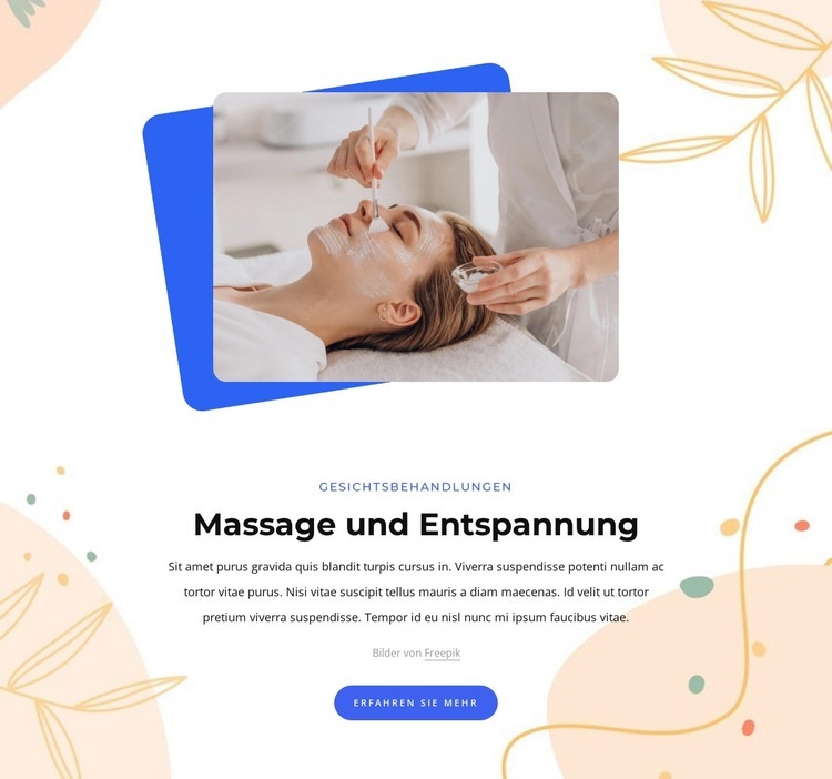 Massage und Entspannung Website-Modell
