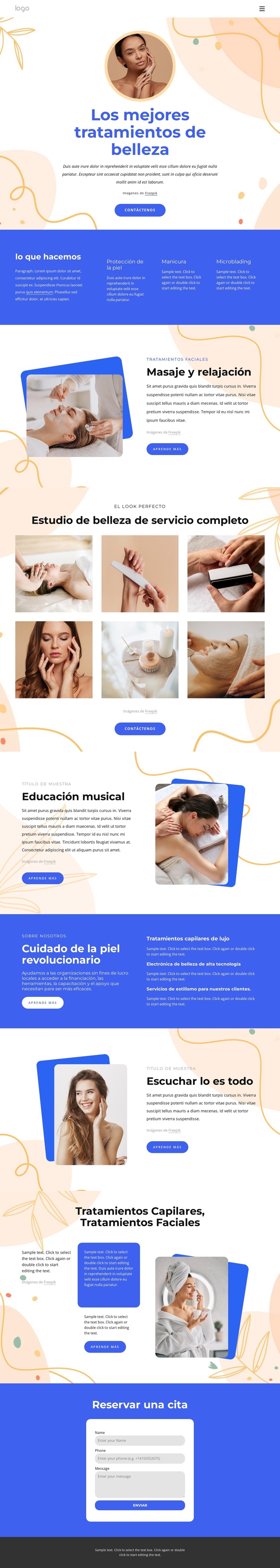 Nuestros tratamientos de belleza Tema de WordPress