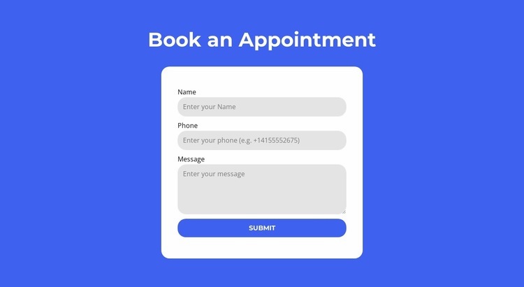 Book an appointment Html Code Example