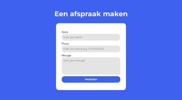 Een afspraak maken Sjabloon voor één pagina