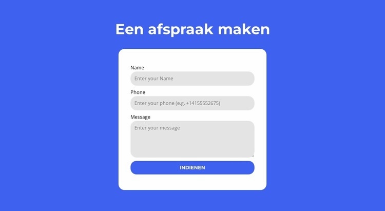 Een afspraak maken Website ontwerp