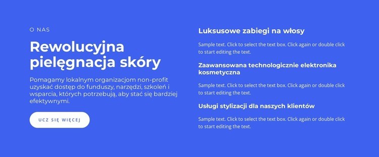 Rewolucyjna pielęgnacja skóry Makieta strony internetowej