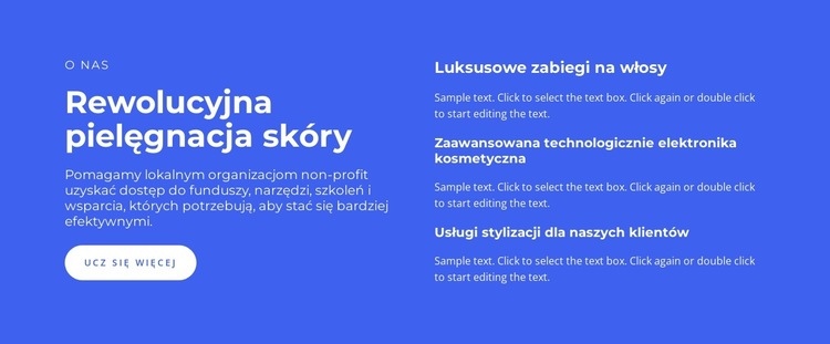 Rewolucyjna pielęgnacja skóry Projekt strony internetowej