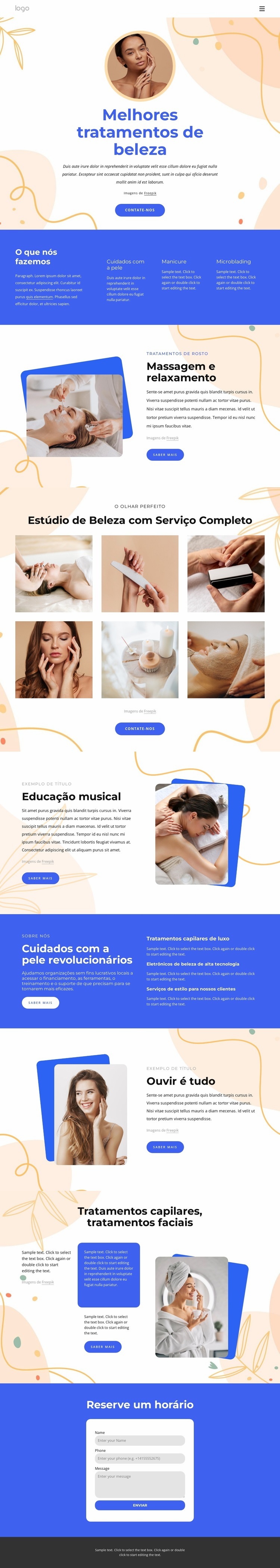 Nossos tratamentos de beleza Design do site