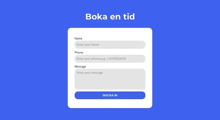 Boka en tid HTML-mall