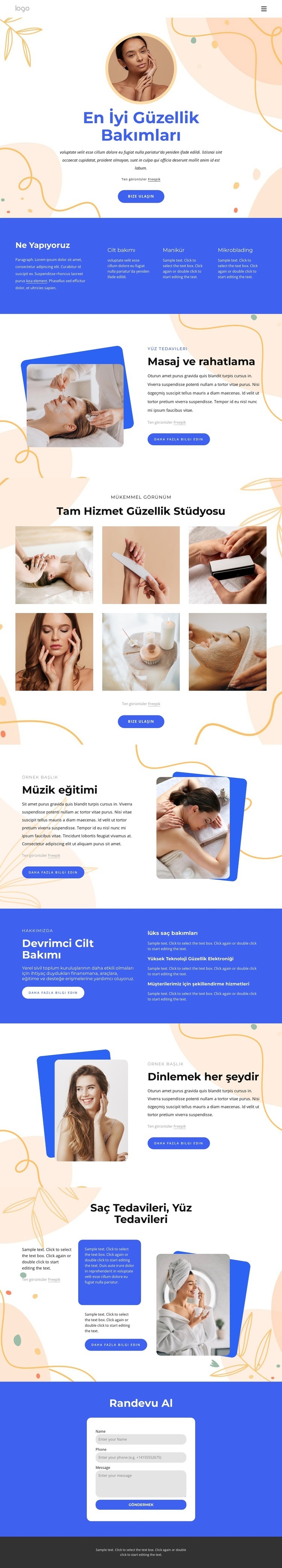 güzellik bakımlarımız Web Sitesi Mockup'ı