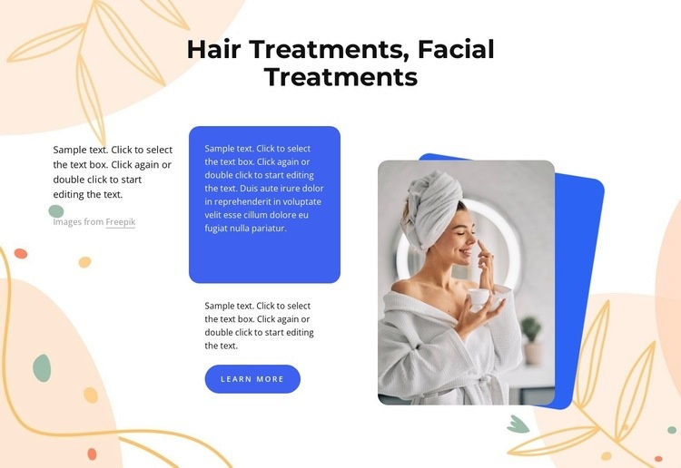 Hair and facial treatments Web Page Design