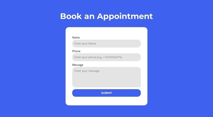 Book an appointment Web Page Design