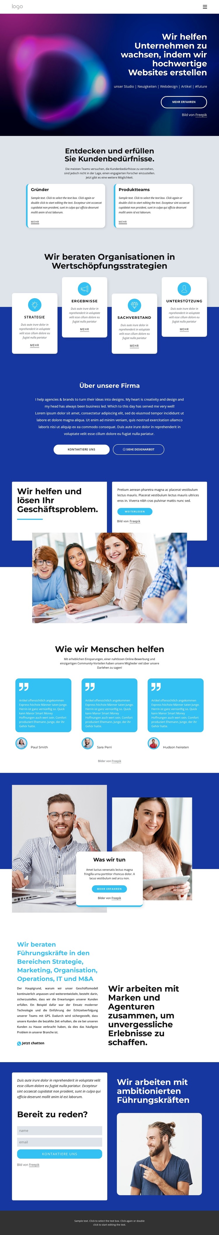 Wir erstellen schöne Websites HTML-Vorlage