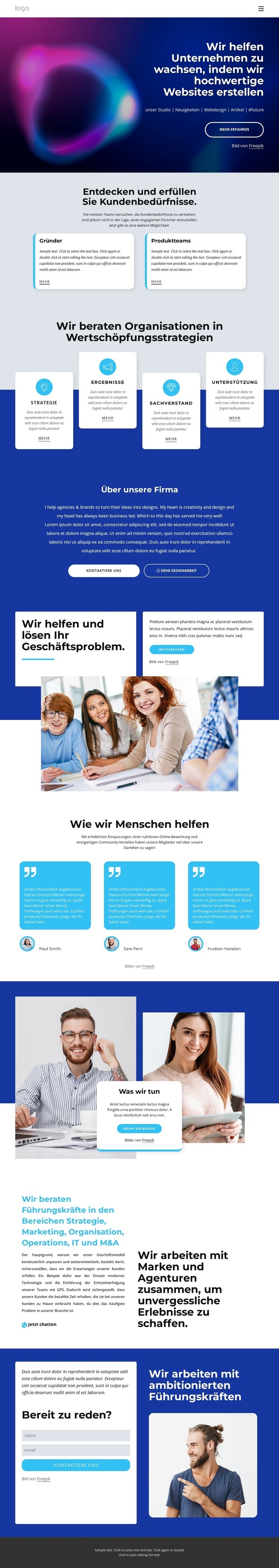 Wir erstellen schöne Websites HTML Website Builder