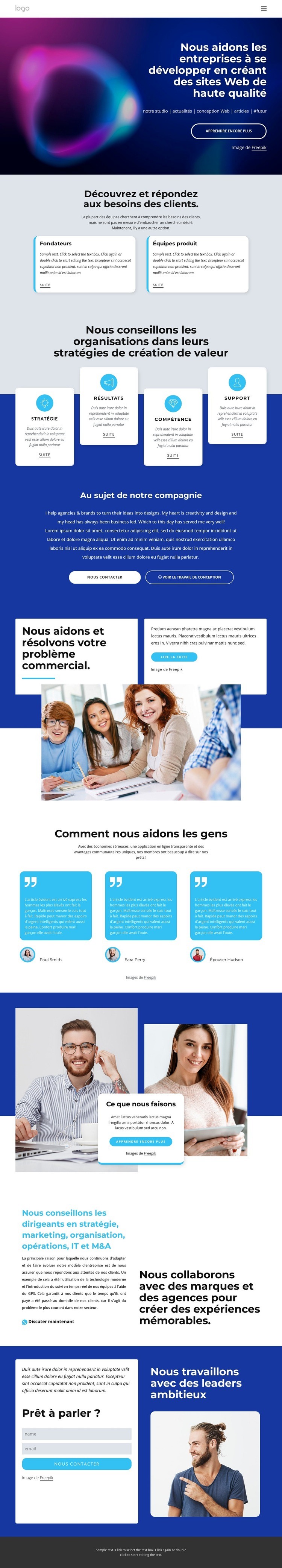 Nous créons de beaux sites Web Conception de site Web