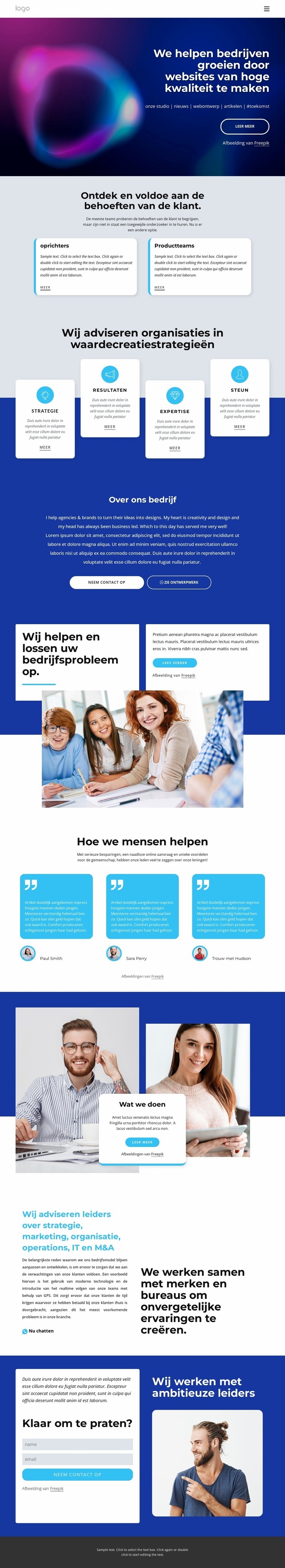 Wij maken mooie websites Bestemmingspagina