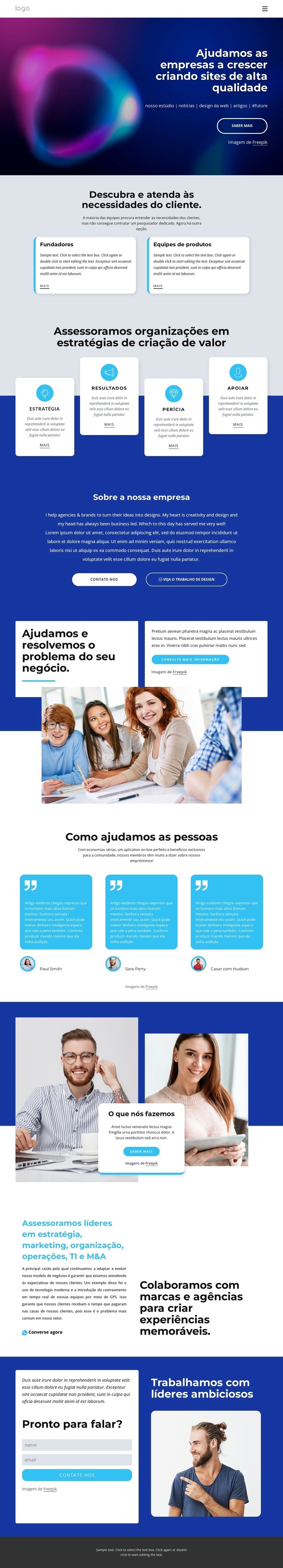 Criamos belos sites Maquete do site