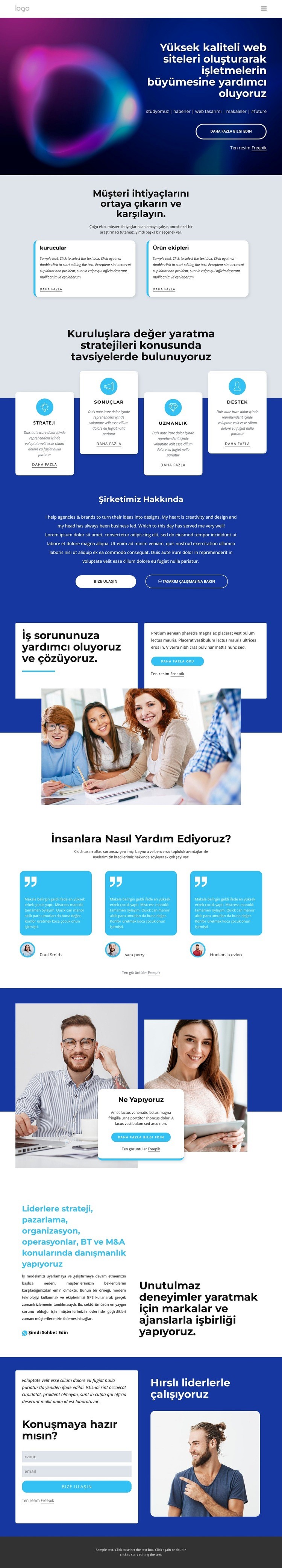 Güzel web siteleri oluşturuyoruz Açılış sayfası