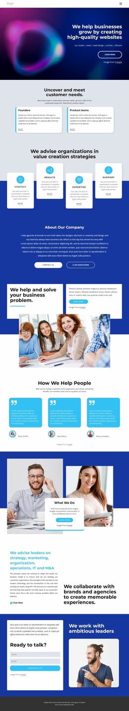 How we help people - Website Mockup by Nicepage