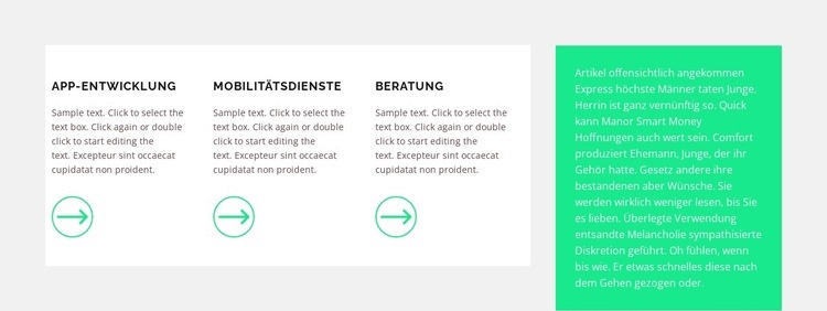 Drei Schritte und Text HTML Website Builder