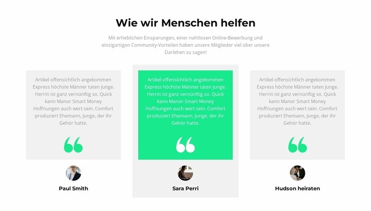 Wie helfen wir Menschen Website Builder-Vorlagen