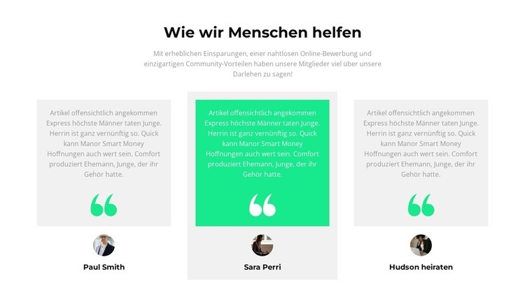 Wie helfen wir Menschen Website-Modell