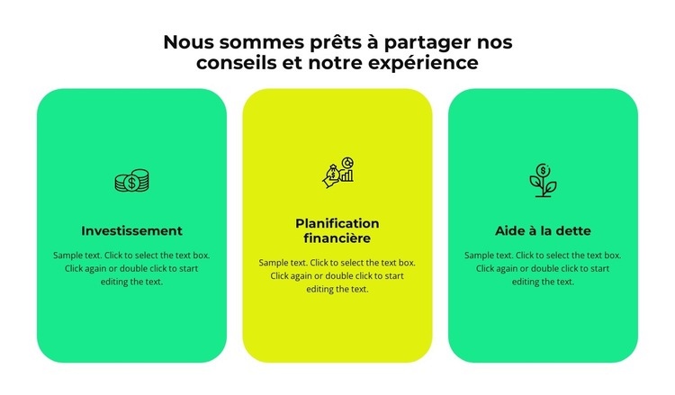 Trois services de notre entreprise Modèle