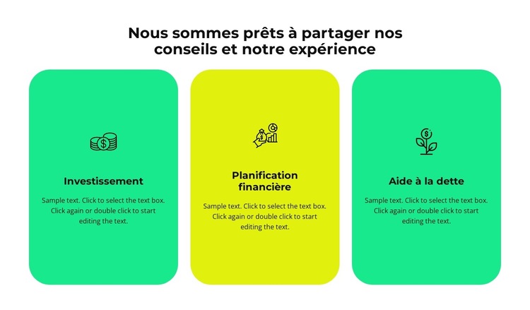 Trois services de notre entreprise Modèle de site Web