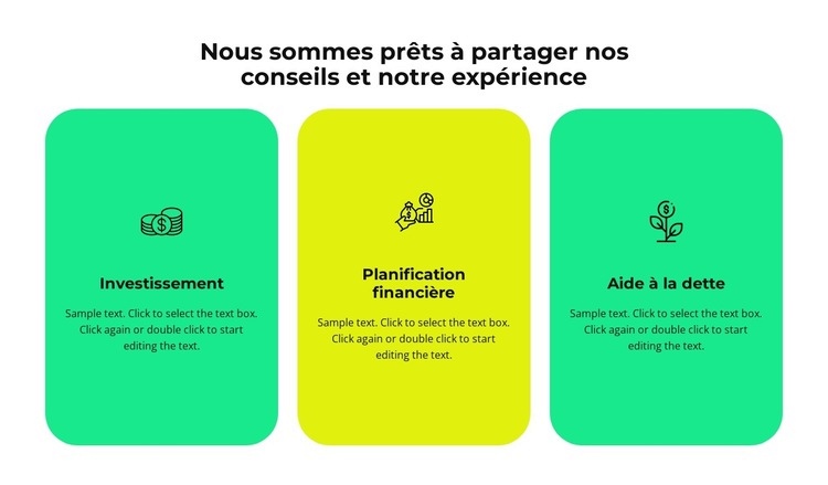 Trois services de notre entreprise Modèle d'une page