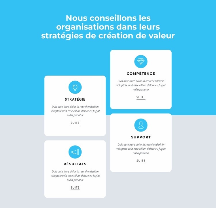 Nous conseillons les organisations Page de destination