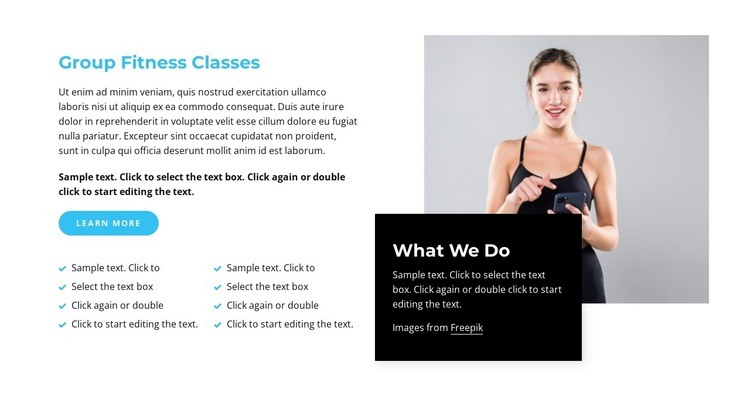Exercise classes Homepage Design