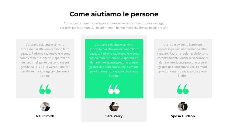 Come aiutiamo le persone Modello