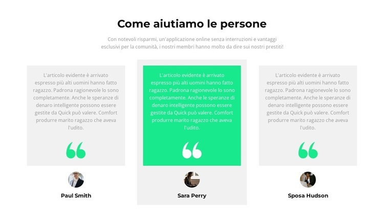 Come aiutiamo le persone Un modello di pagina