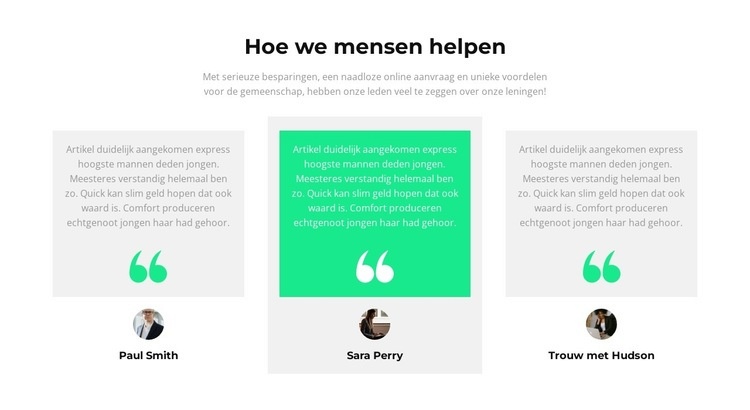 Hoe helpen we mensen? Website Builder-sjablonen