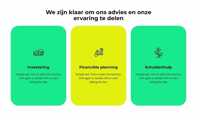 Drie diensten van ons bedrijf: Website mockup